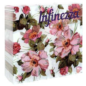 Servetele masa Infinezza White Flowers, 33x33cm, 3 straturi, 20 bucati/set
