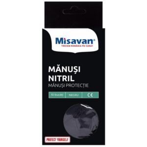 Manusi menaj nitril Misavan, M, 10buc/set, negru