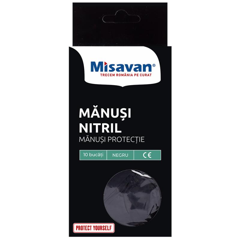 Manusi menaj nitril Misavan, M, 10buc/set, negru