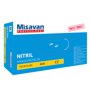 Manusi unica folosinta nitril Misavan Professional, M, blue, 100 buc/set