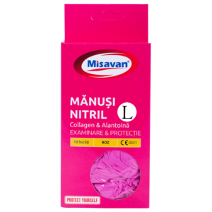 Manusi menaj nitril Misavan, L, 10buc/set, roz