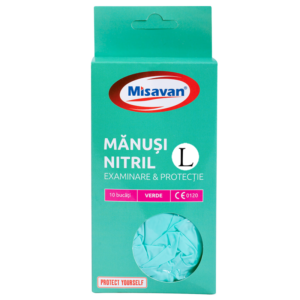 Manusi menaj nitril Misavan, L, 10buc/set, verde