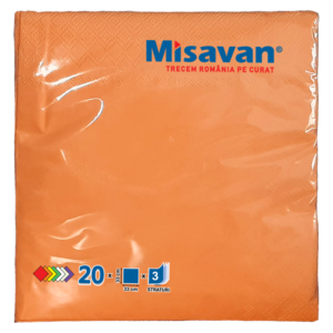 Servetele masa Misavan, somon, 3 straturi, 33x33cm, 20 bucati/set