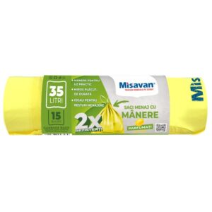 Saci menajeri colectare selectiva Misavan 35l, parfumati, 15 buc, galbeni