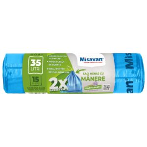 Saci menajeri colectare selectiva Misavan 35l, parfumati, 15 buc, albastri