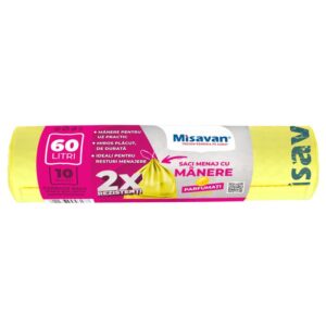 Saci menajeri colectare selectiva Misavan 60l, parfumati, 10 buc, galbeni