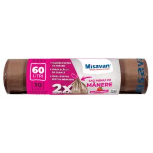 Saci menajeri colectare selectiva Misavan 60l, parfumati, 10 buc, maro
