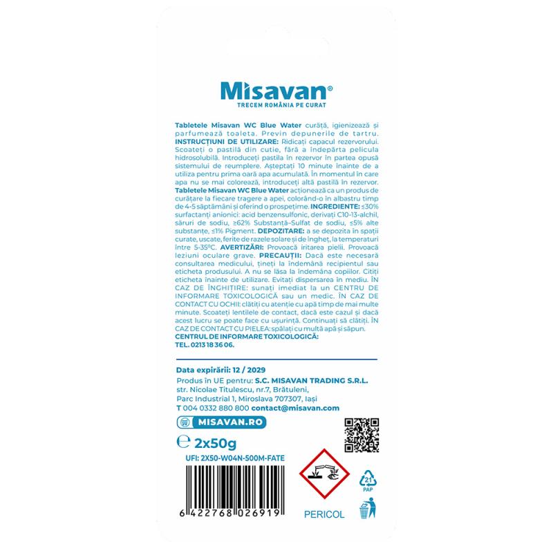 Tablete bazin Wc Misavan Blue Water 2x50g - imagine 2