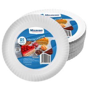 Tavite carton rotunde R1, albe, 23cm diametru, 100 buc/ set