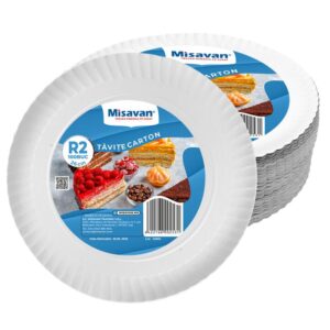 Tavite carton rotunde R2, albe, 26cm diametru, 100 buc/ set